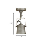 Hallway Industrial Silver Bucket Semi-Flush Mount Light #size