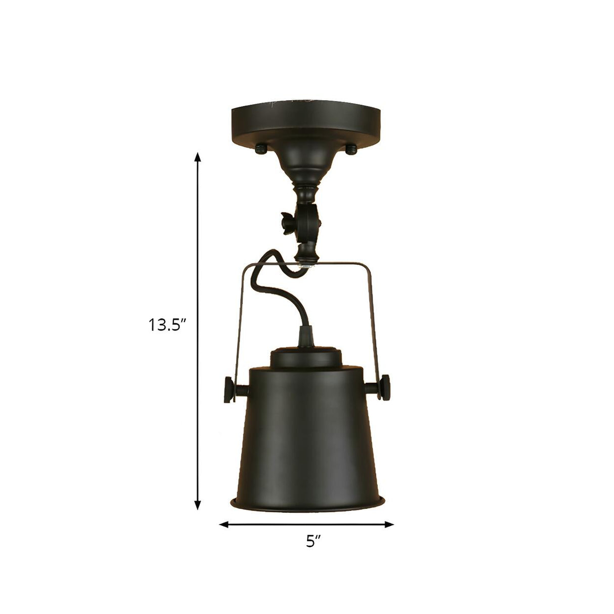 Hallway Industrial Silver Bucket Semi-Flush Mount Light Image - 21