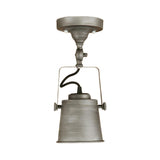 Hallway Industrial Silver Bucket Semi-Flush Mount Light Image - 3