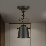 Hallway Industrial Silver Bucket Semi-Flush Mount Light Image - 8