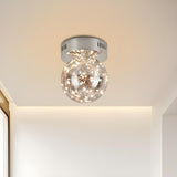 Hallway Inner Glowing String Glass Orb Flush Mount Lamp Image - 4