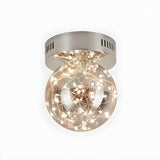 Hallway Inner Glowing String Glass Orb Flush Mount Lamp Image - 5