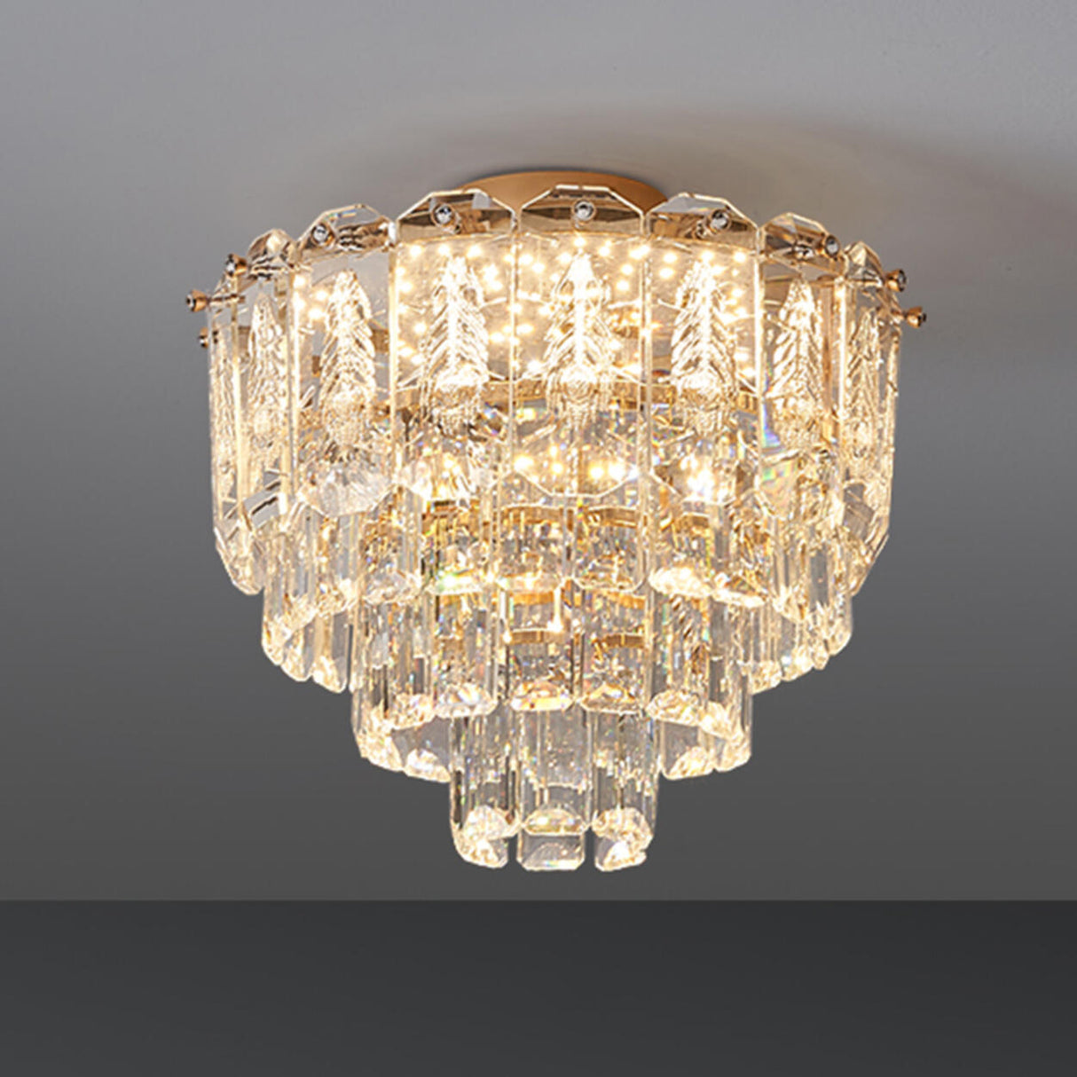 Hallway Luxury Mini Tower Crystal Flush Mount Light Image - 2