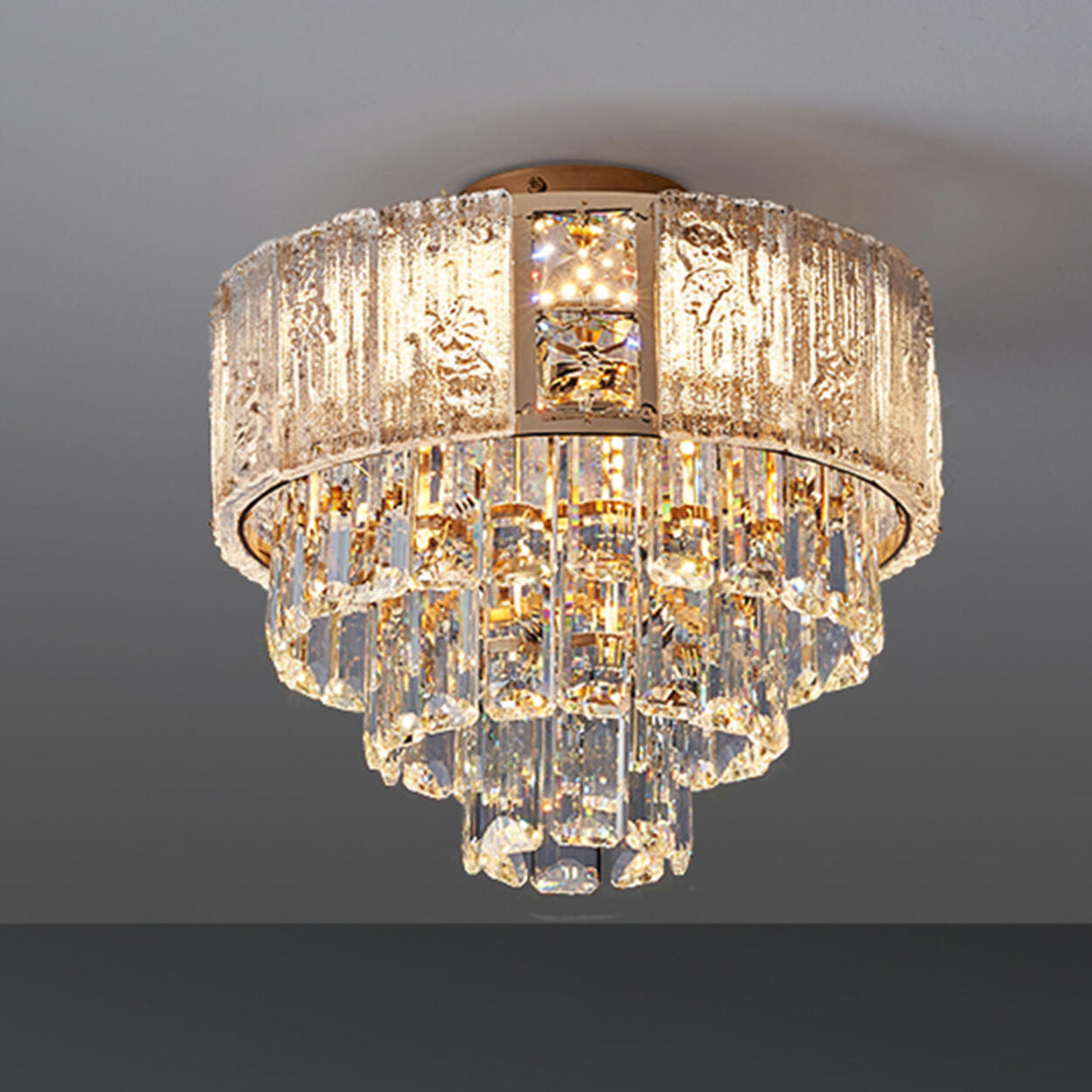 Hallway Luxury Mini Tower Crystal Flush Mount Light Image - 7