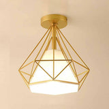 Hallway Metal Gold Cone Semi-Flush Mount Ceiling Light Image - 12