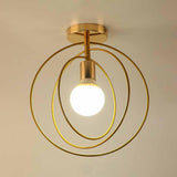 Hallway Metal Gold Cone Semi-Flush Mount Ceiling Light Image - 13