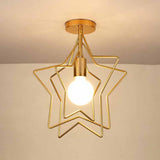 Hallway Metal Gold Cone Semi-Flush Mount Ceiling Light Image - 14