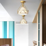 Hallway Metal Gold Cone Semi-Flush Mount Ceiling Light Image - 7