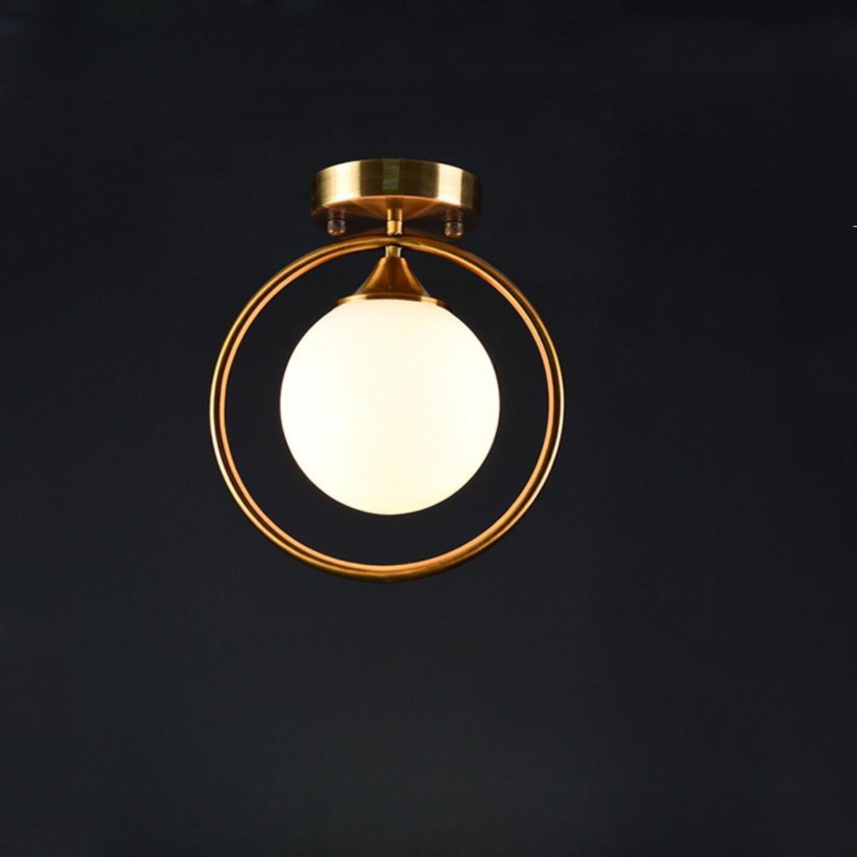 Hallway Metal Gold Globe Semi-Flush Mount Ceiling Light Image - 10