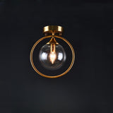 Hallway Metal Gold Globe Semi-Flush Mount Ceiling Light Image - 11