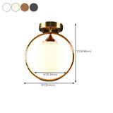 Hallway Metal Gold Globe Semi-Flush Mount Ceiling Light #size