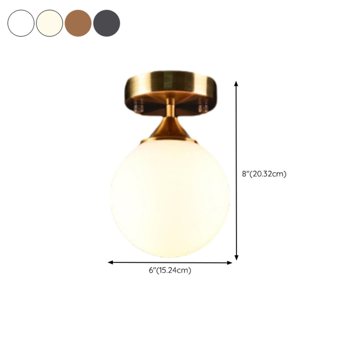 Hallway Metal Gold Globe Semi-Flush Mount Ceiling Light Image - 20