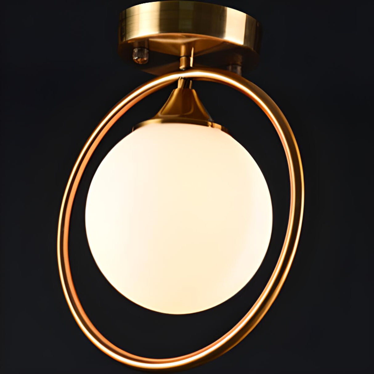 Hallway Metal Gold Globe Semi-Flush Mount Ceiling Light Image - 4