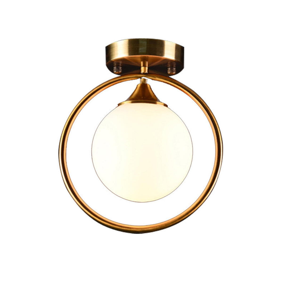 Hallway Metal Gold Globe Semi-Flush Mount Ceiling Light Image - 5