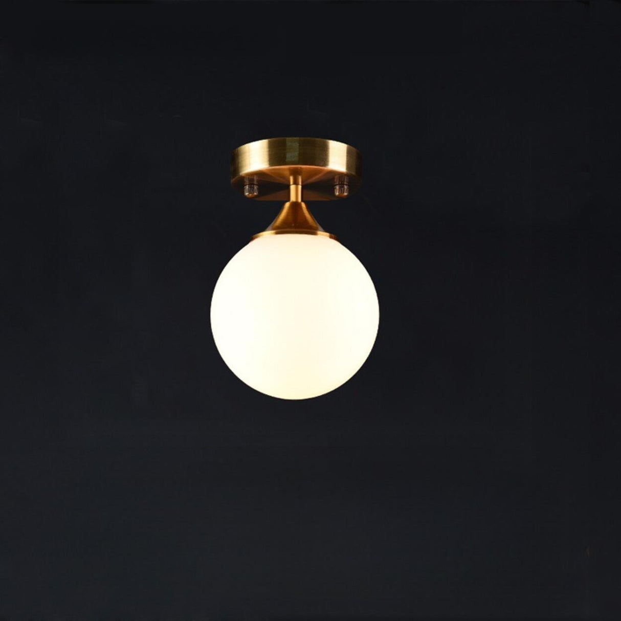 Hallway Metal Gold Globe Semi-Flush Mount Ceiling Light Image - 6