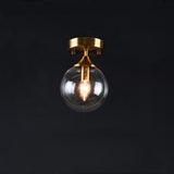 Hallway Metal Gold Globe Semi-Flush Mount Ceiling Light Image - 7