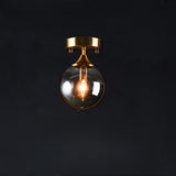 Hallway Metal Gold Globe Semi-Flush Mount Ceiling Light Image - 9