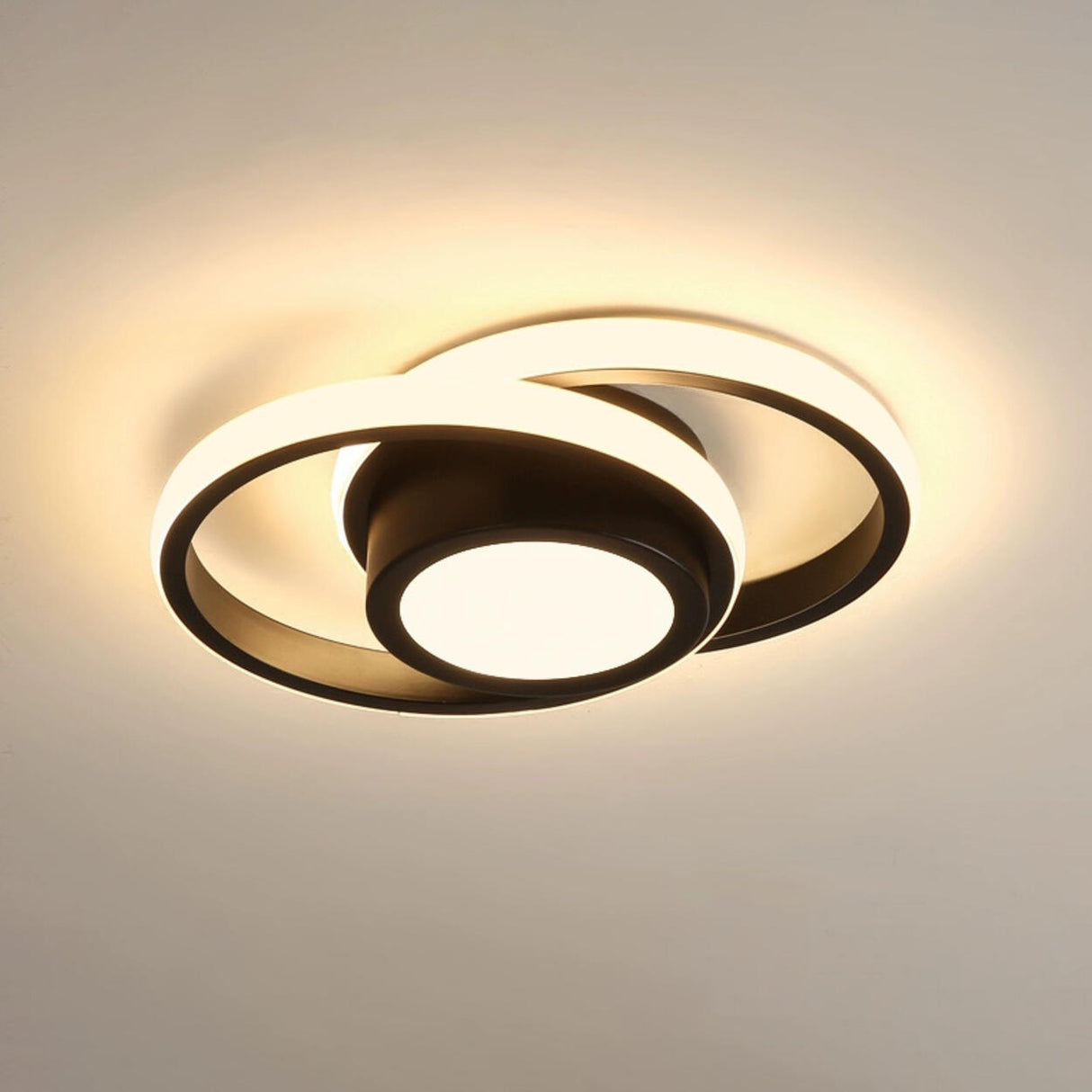 Hallway Mini Black Circle Flush Mount Light 3-Light Image - 13