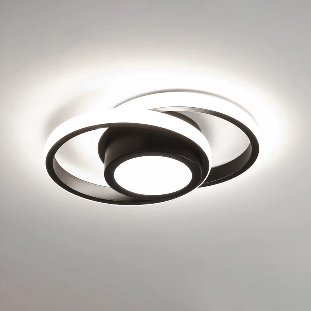 Hallway Mini Black Circle Flush Mount Light 3-Light Image - 15