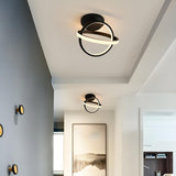 Hallway Mini Black Double Ring Semi-Flush Mount Light Image - 1