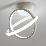 Hallway Mini Black Double Ring Semi-Flush Mount Light Image - 3