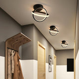 Hallway Mini Black Double Ring Semi-Flush Mount Light Image - 5