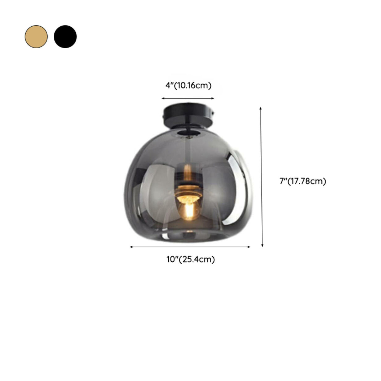 Hallway Mini Black Globe Semi-Flush Mount Ceiling Light 