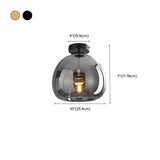 Hallway Mini Black Globe Semi-Flush Mount Ceiling Light #size