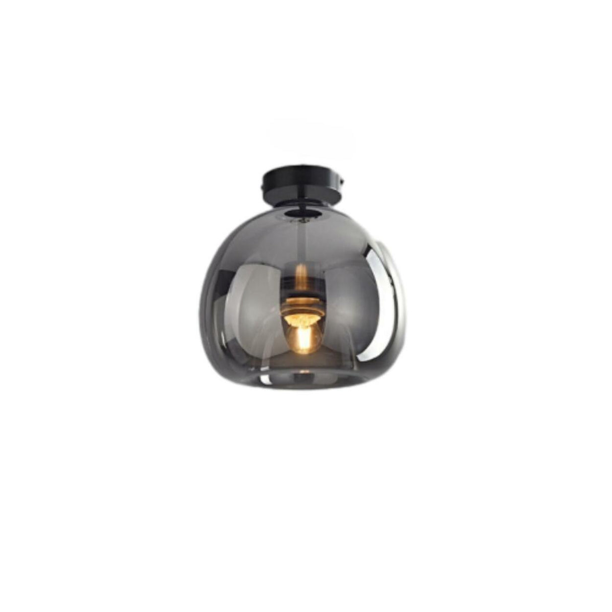 Hallway Mini Black Globe Semi-Flush Mount Ceiling Light Image - 2