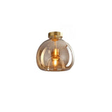 Hallway Mini Black Globe Semi-Flush Mount Ceiling Light Image - 3