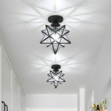 Hallway Mini Black Star-Shaped Metal Flush Mount Light Image - 11