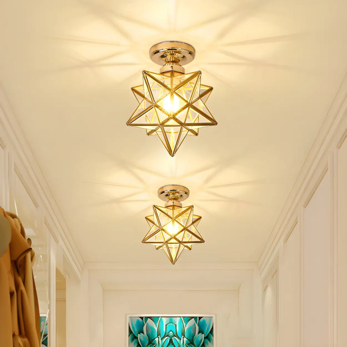 Hallway Mini Black Star-Shaped Metal Flush Mount Light Image - 12