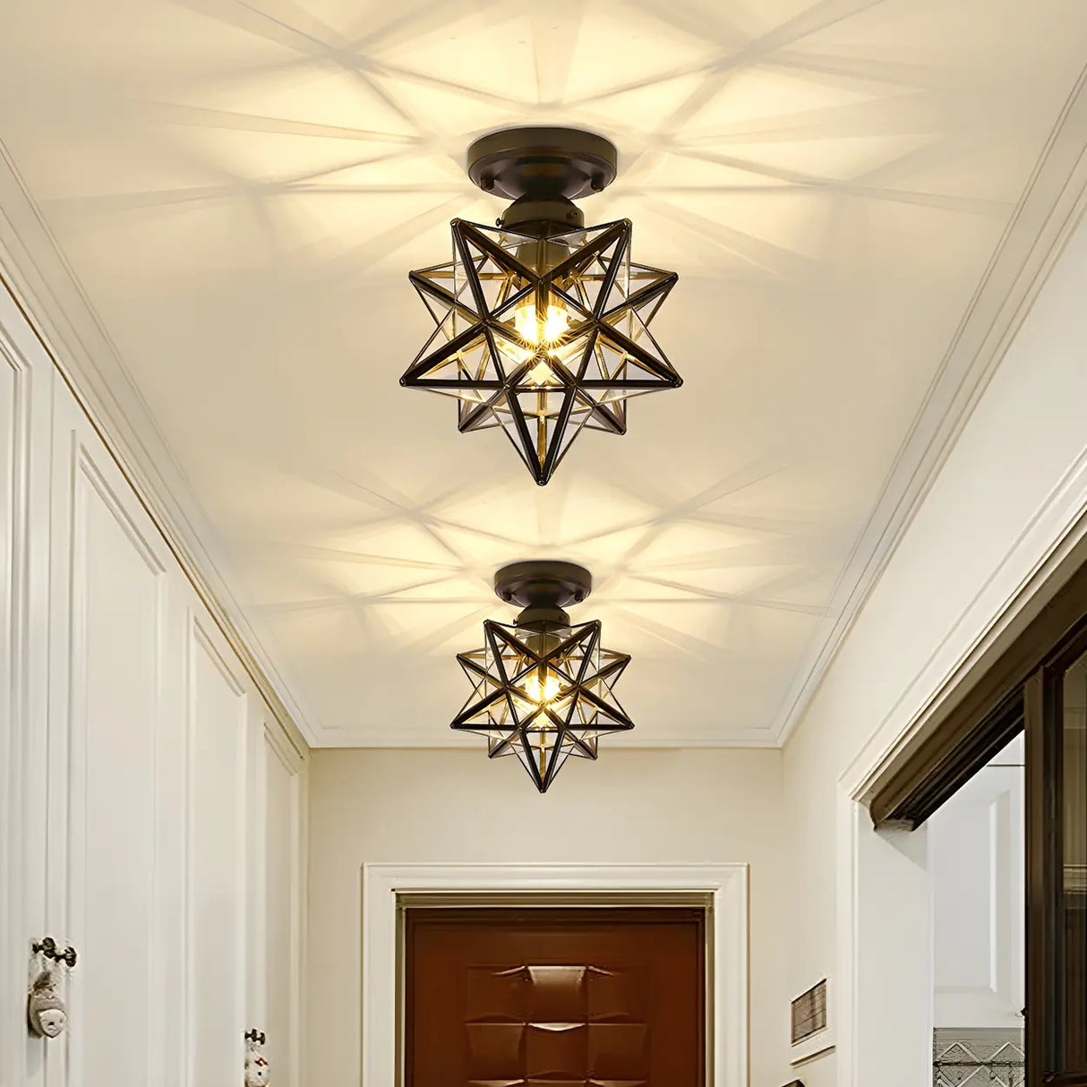 Hallway Mini Black Star-Shaped Metal Flush Mount Light Image - 2