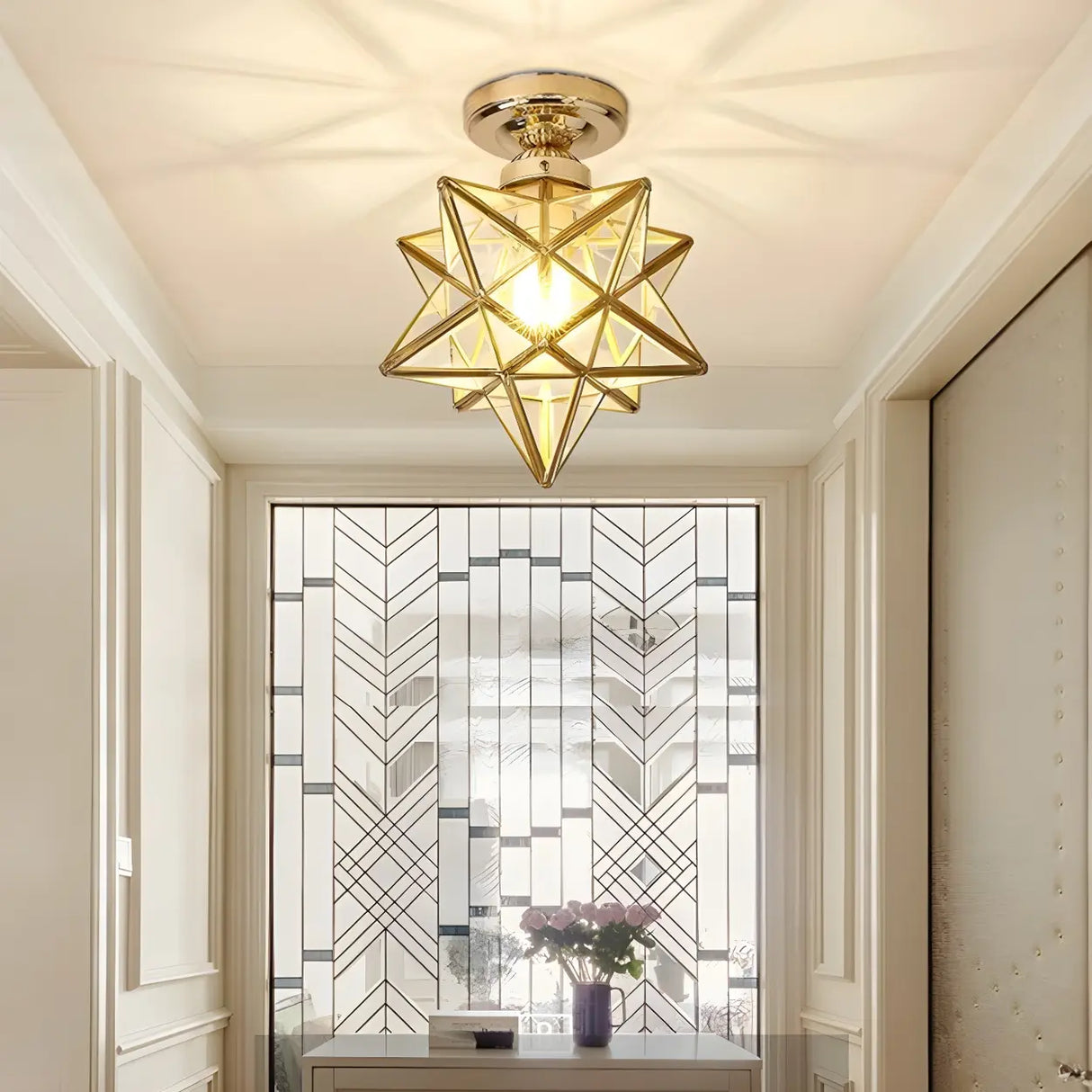 Hallway Mini Black Star-Shaped Metal Flush Mount Light Image - 3