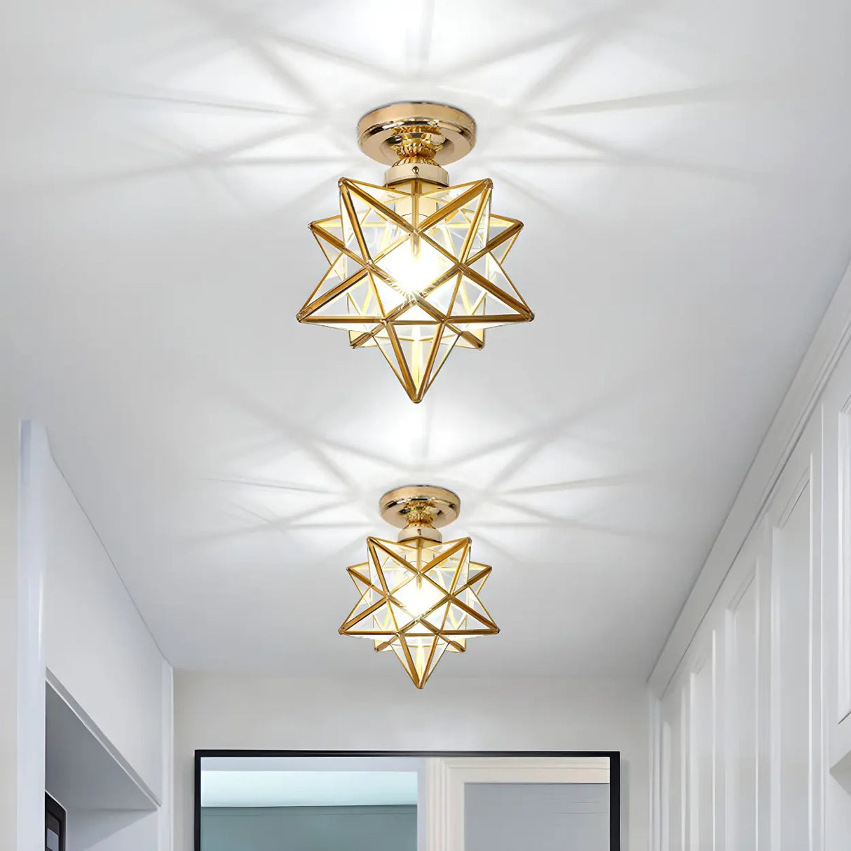 Hallway Mini Black Star-Shaped Metal Flush Mount Light Image - 4