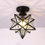 Hallway Mini Black Star-Shaped Metal Flush Mount Light Image - 6