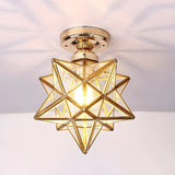 Hallway Mini Black Star-Shaped Metal Flush Mount Light Image - 7