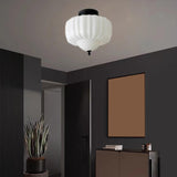 Hallway Mini Black-White Semi-Flush Mount Ceiling Light Image - 1