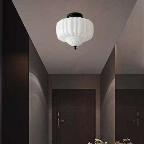 Hallway Mini Black-White Semi-Flush Mount Ceiling Light Image - 2