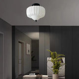 Hallway Mini Black-White Semi-Flush Mount Ceiling Light Image - 3