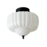 Hallway Mini Black-White Semi-Flush Mount Ceiling Light Image - 5