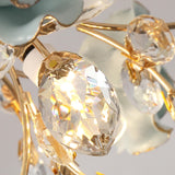 Hallway Mini Blue Floral Crystal Semi-Flush Mount Light Image - 11