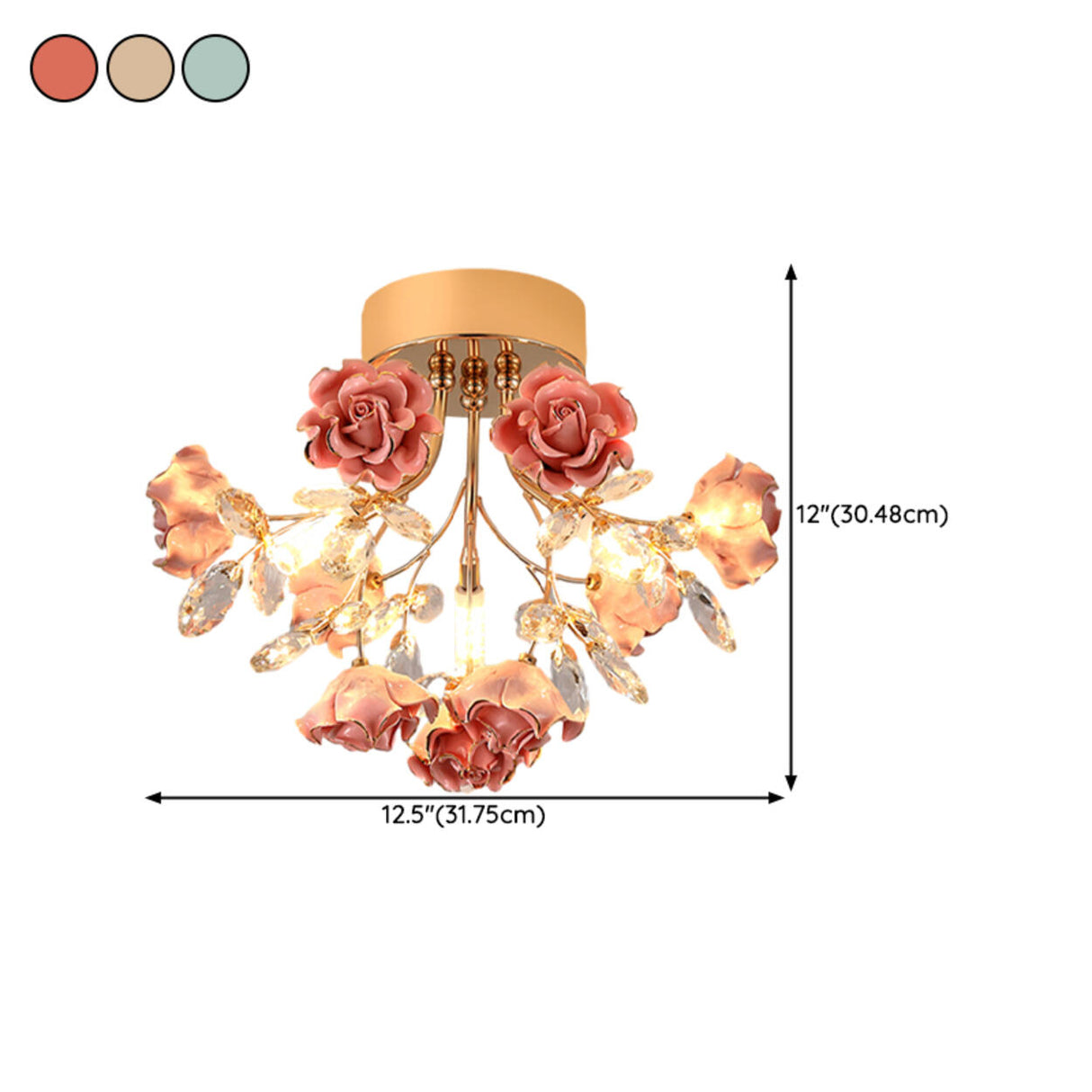 Hallway Mini Blue Floral Crystal Semi-Flush Mount Light 