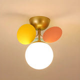 Hallway Mini Colorful Globe Glass Semi-Flush Mount Lamp Image - 9