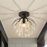 Hallway Mini Crystal Beads Black Semi-Flush Mount Light Image - 1