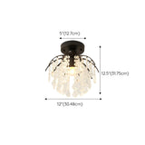 Hallway Mini Crystal Beads Black Semi-Flush Mount Light #size