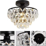 Hallway Mini Crystal Black Semi-Flush Mount Light Image - 12