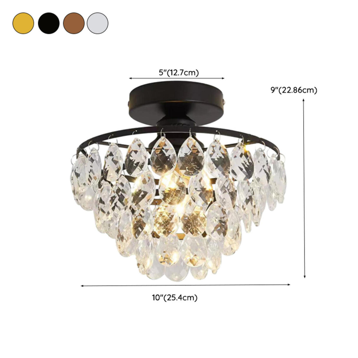 Hallway Mini Crystal Black Semi-Flush Mount Light 