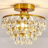 Hallway Mini Crystal Black Semi-Flush Mount Light Image - 6