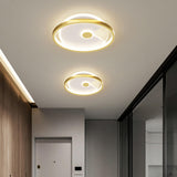 Hallway Mini Dimmable Gold Circle LED Flush Mount Light Image - 1